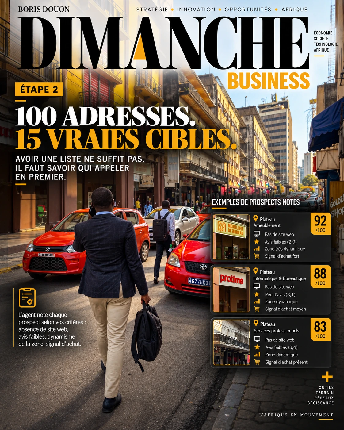 Planche originale : 100 adresses. 15 vraies cibles.