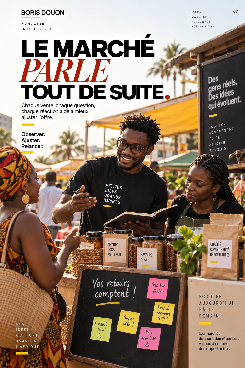Planche originale : Le marché parle. Tout de suite.