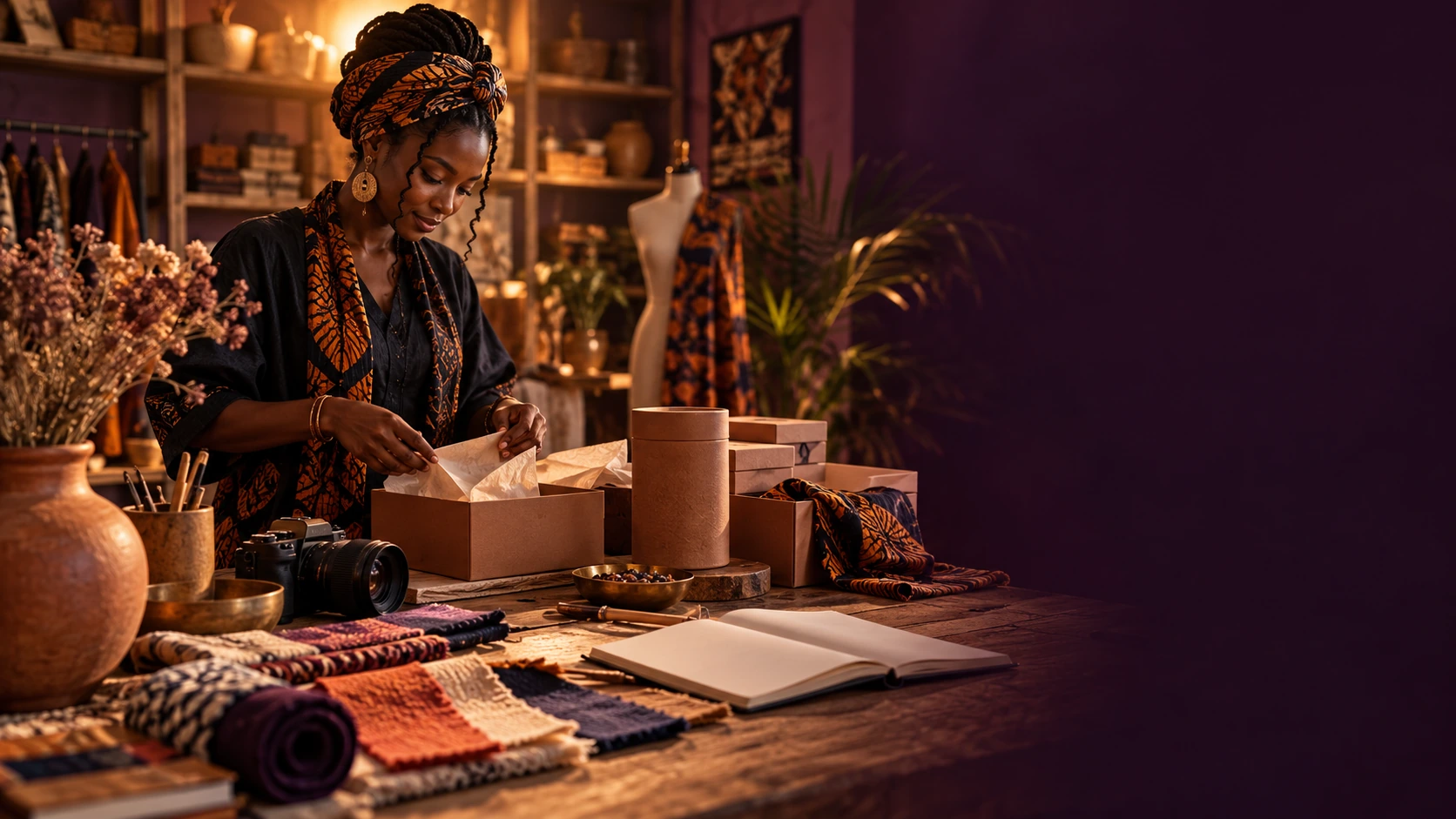 Illustration d’un atelier de création animé par une entrepreneuse africaine